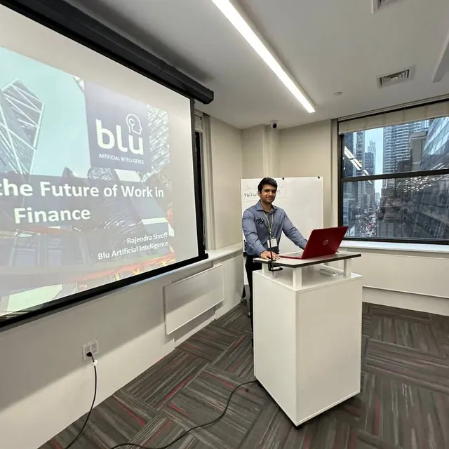 Raj Shroff leading an AI session in New York City